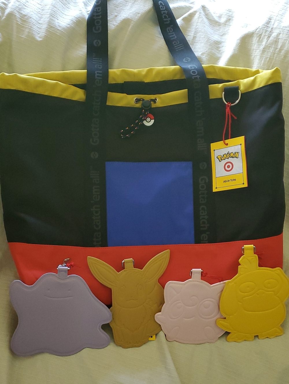 Pokémon x Target Collab Colorblock All In Tote Bag Laptop Bag With Bag Charm Set